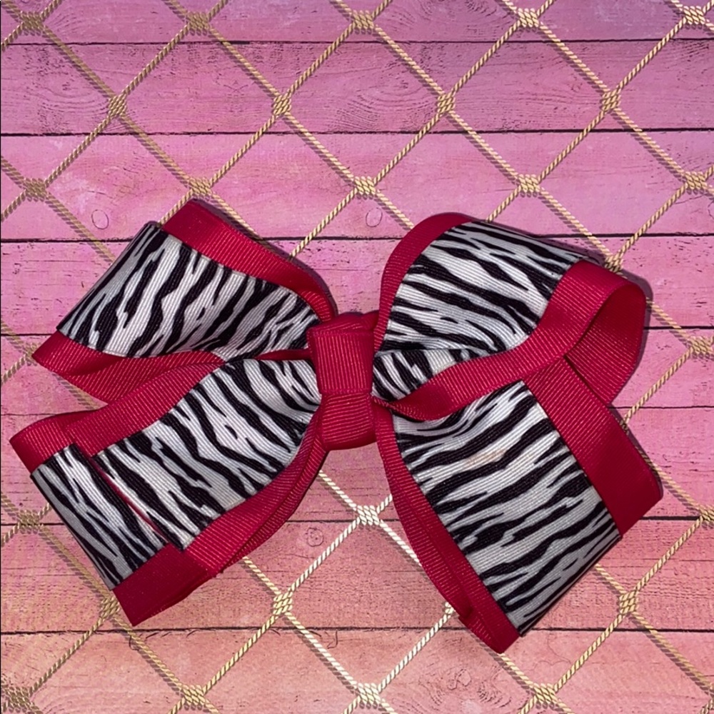 Pink and Zebra Print Medium Hair Bow